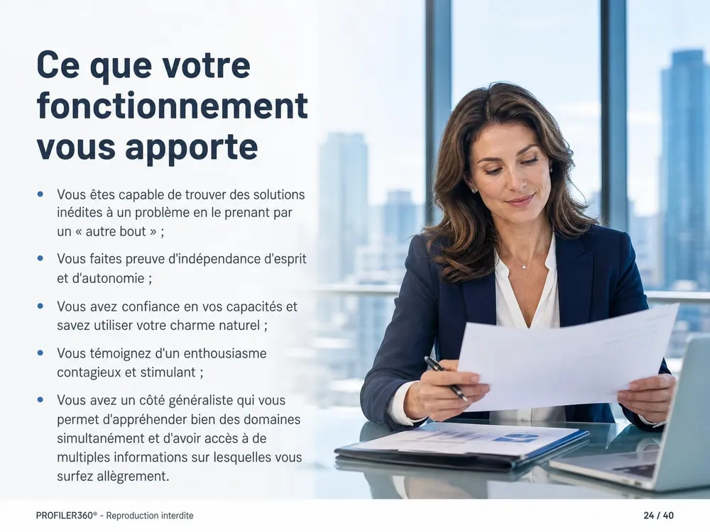 Page d'un extrait de rapport PROFILER360® : la construction de la personnalité