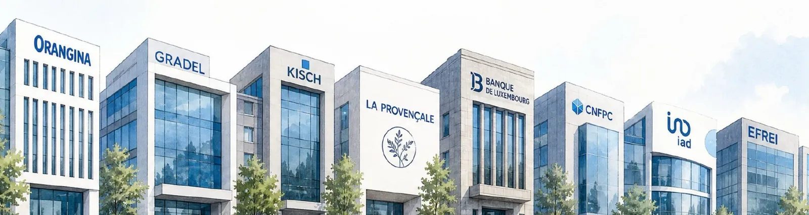 Entreprises accompagnées par PROFILER360® : Orangina, Gradel, Kisch, La Provençale, Banque de Luxembourg, CNFPC, iad, EFREI